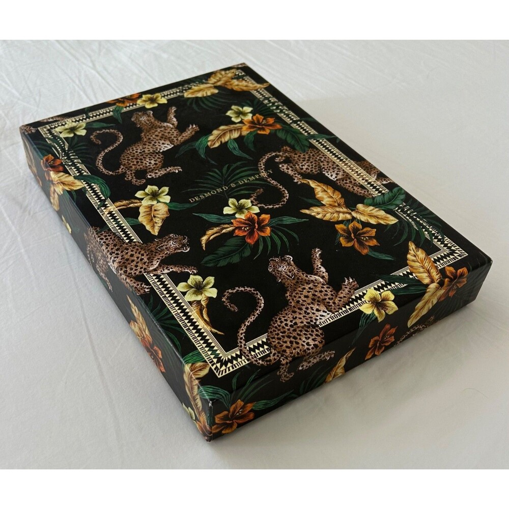 Desmond & Dempsey Empty Gift Box Black Jaguar Leopard Print Pyjamas Storage